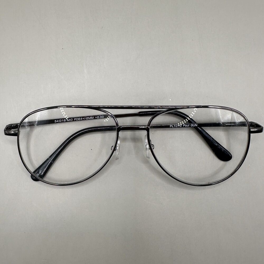 Double Bridge Aviator Glasses Frame Gun Metal Paul GUN Style Retro Fashion Prop